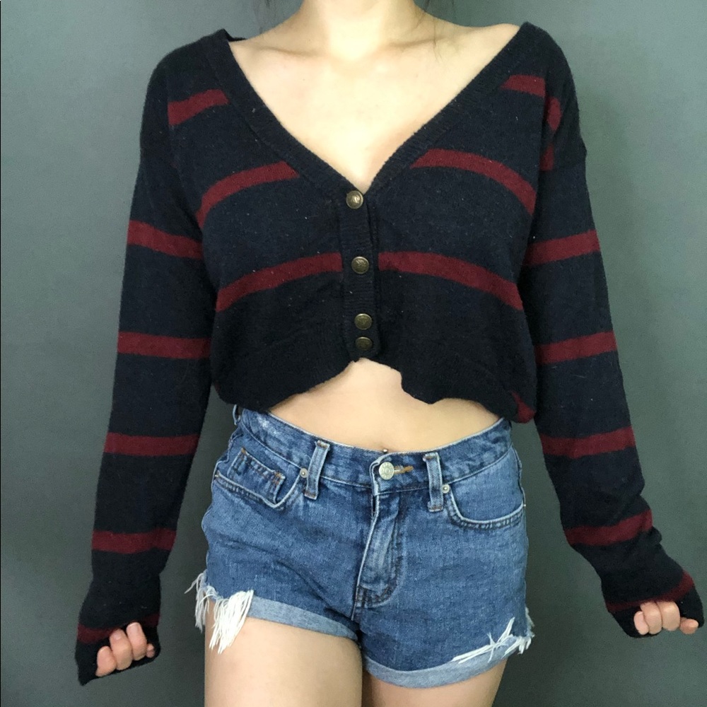 Cropped cardigan sweater